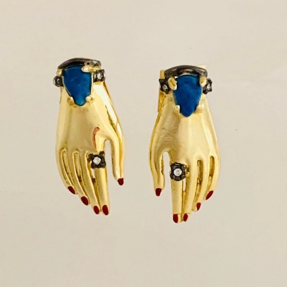 Alexis Bittar Small New Vintage Vanitas Victorian Hand Earrings - Picture 13 of 16